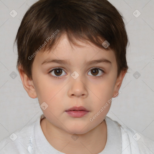 Neutral white child male with short  brown hair and brown eyes