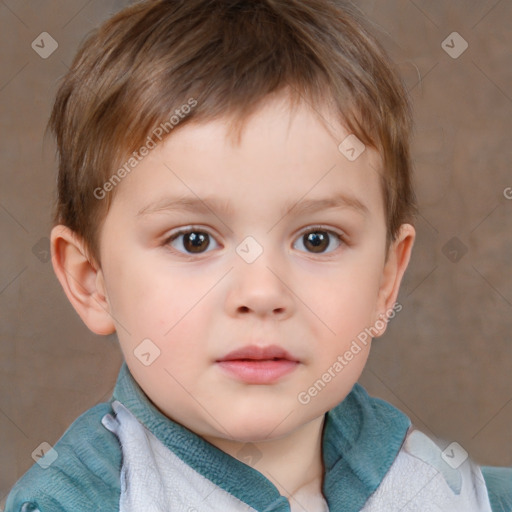 Neutral white child male with short  brown hair and brown eyes