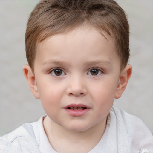 Neutral white child male with short  brown hair and brown eyes