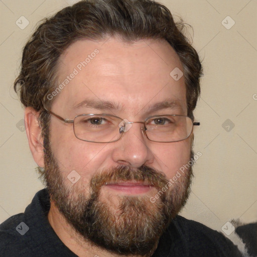 Neutral white adult male with short  brown hair and brown eyes