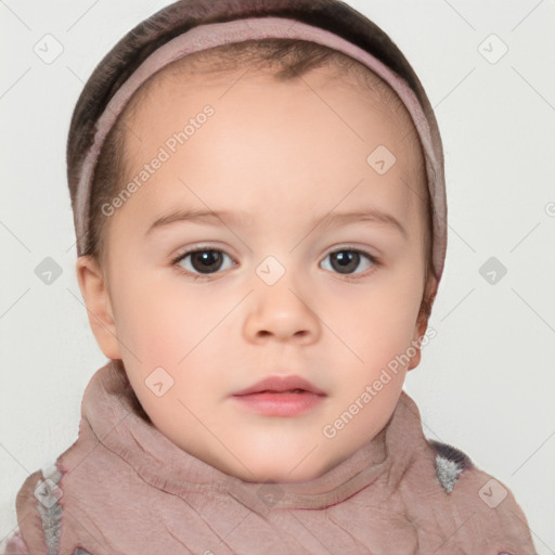 Neutral white child female with short  brown hair and brown eyes