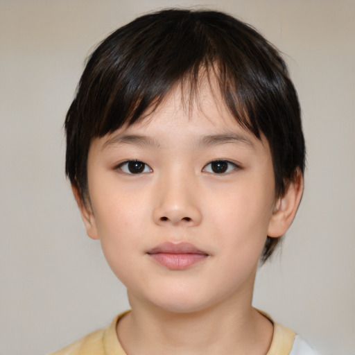 Neutral asian child female with medium  brown hair and brown eyes