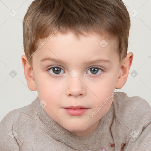 Neutral white child male with short  brown hair and brown eyes