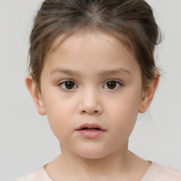 Neutral white child female with short  brown hair and brown eyes