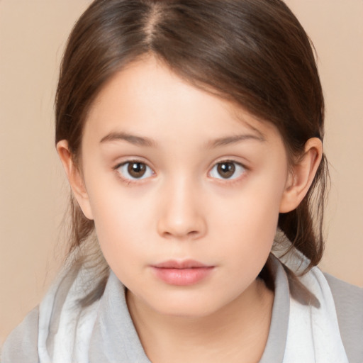 Neutral white child female with medium  brown hair and brown eyes