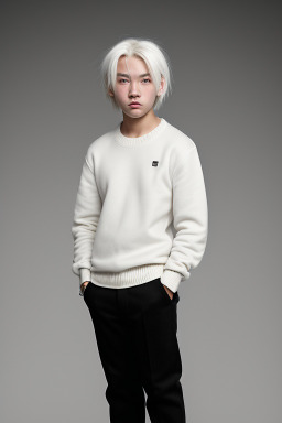 Mongolian teenager boy with  white hair