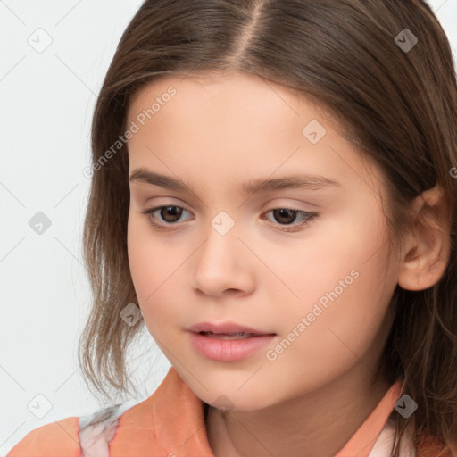 Neutral white child female with medium  brown hair and brown eyes