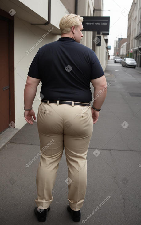 Caucasian adult male with  blonde hair