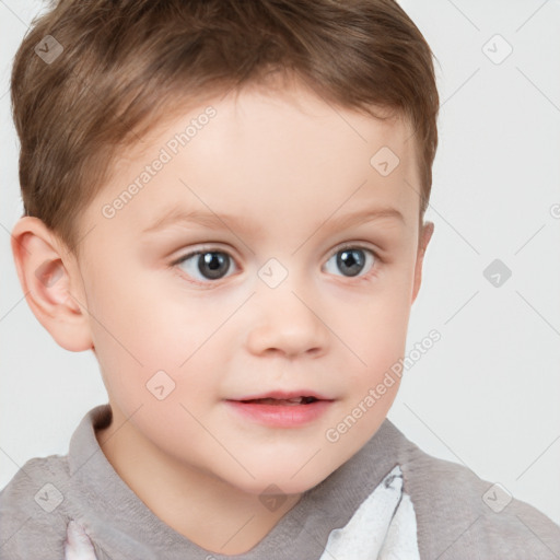 Neutral white child male with short  brown hair and brown eyes