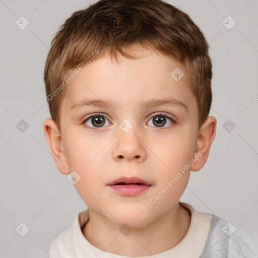 Neutral white child male with short  brown hair and brown eyes