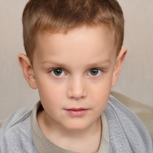 Neutral white child male with short  brown hair and brown eyes