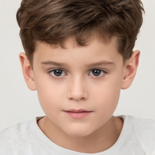 Neutral white child male with short  brown hair and brown eyes