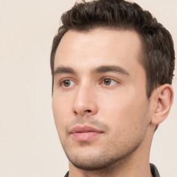 Neutral white young-adult male with short  black hair and brown eyes