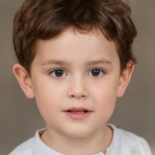 Neutral white child male with short  brown hair and brown eyes