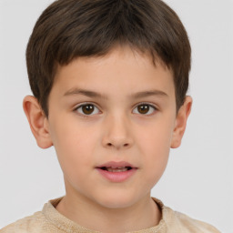 Neutral white child male with short  brown hair and brown eyes