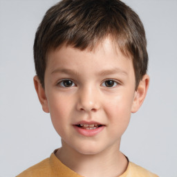 Neutral white child male with short  brown hair and brown eyes