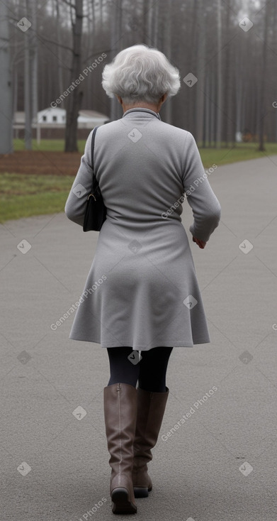 Russian elderly female with  gray hair