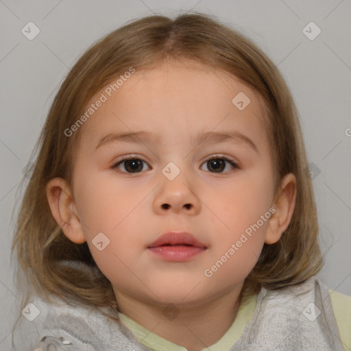 Neutral white child female with medium  brown hair and brown eyes