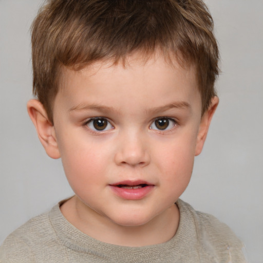 Neutral white child male with short  brown hair and brown eyes