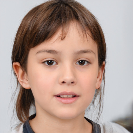 Neutral white child female with medium  brown hair and brown eyes