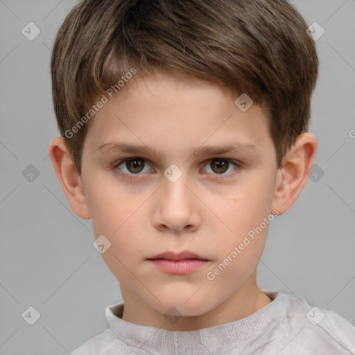 Neutral white child male with short  brown hair and brown eyes