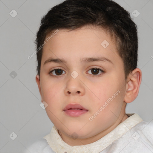 Neutral white child female with short  brown hair and brown eyes