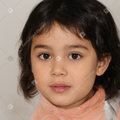 Neutral white child female with medium  brown hair and brown eyes