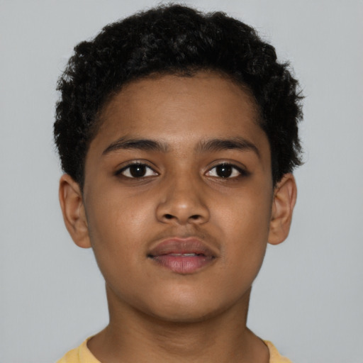 Neutral black young-adult male with short  brown hair and brown eyes