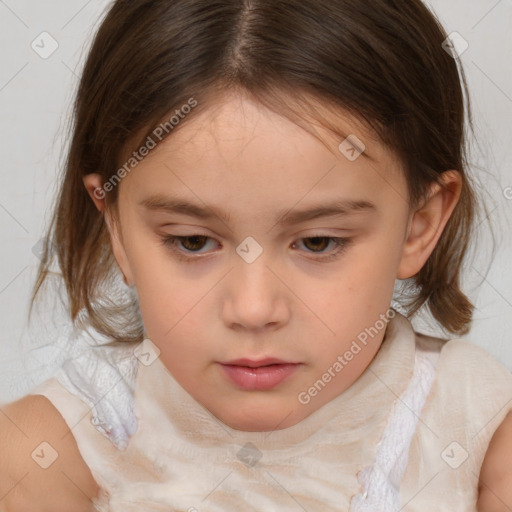 Neutral white child female with medium  brown hair and brown eyes