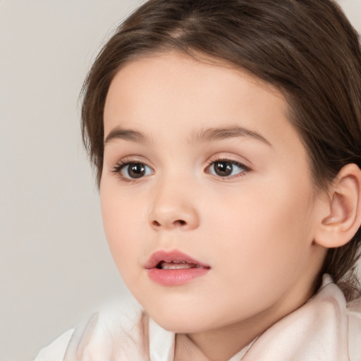 Neutral white child female with medium  brown hair and brown eyes