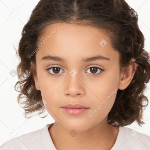 Neutral white child female with medium  brown hair and brown eyes