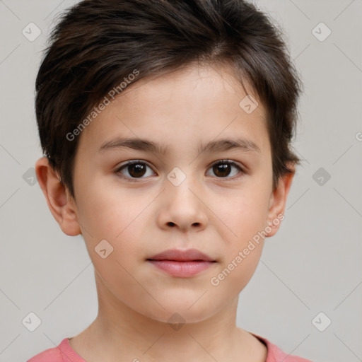 Neutral white child female with short  brown hair and brown eyes