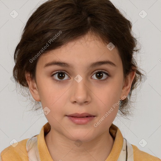 Neutral white child female with medium  brown hair and brown eyes