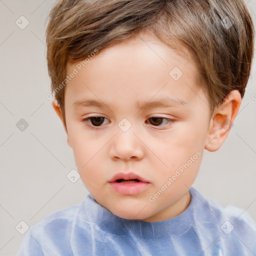 Neutral white child male with short  brown hair and brown eyes