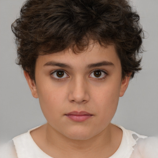 Neutral white child male with short  brown hair and brown eyes