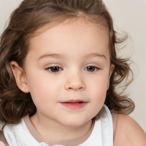 Neutral white child female with medium  brown hair and brown eyes