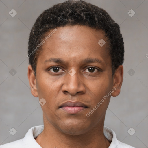 Neutral latino young-adult male with short  brown hair and brown eyes