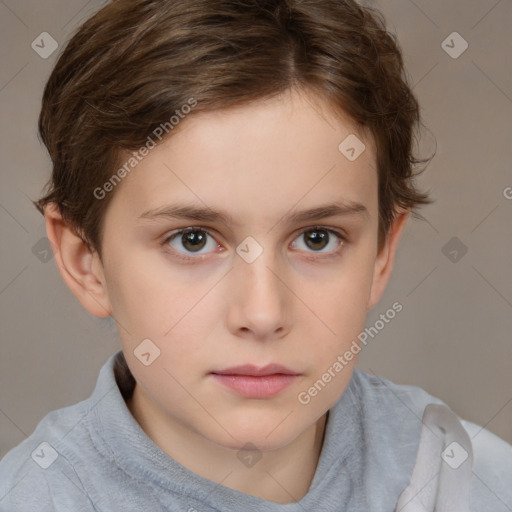 Neutral white child female with short  brown hair and brown eyes