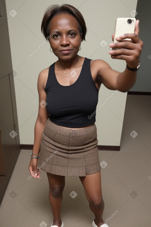 Kenyan middle-aged female with  brown hair