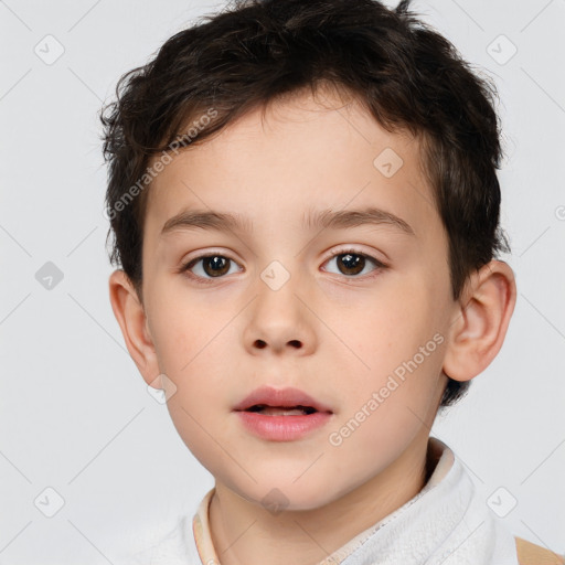 Neutral white child male with short  brown hair and brown eyes