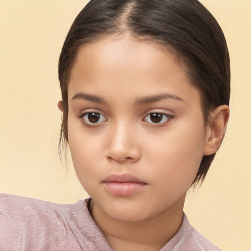 Neutral white child female with medium  brown hair and brown eyes