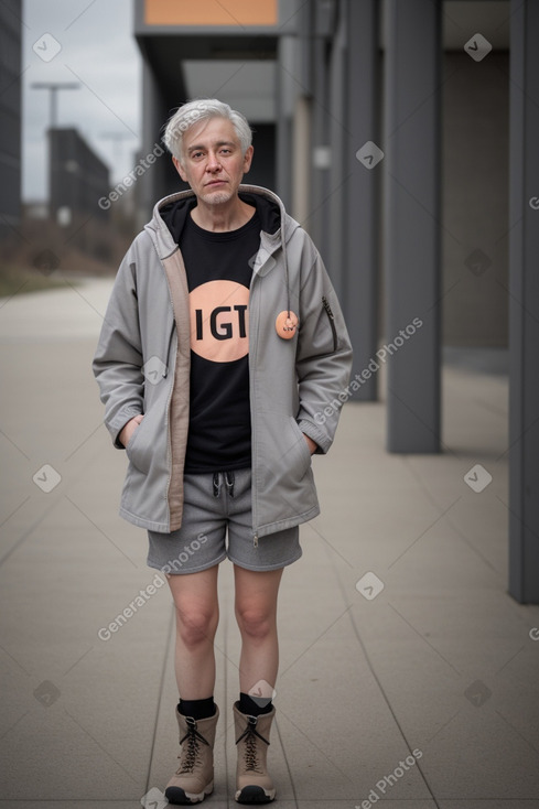 Adult non-binary with  gray hair