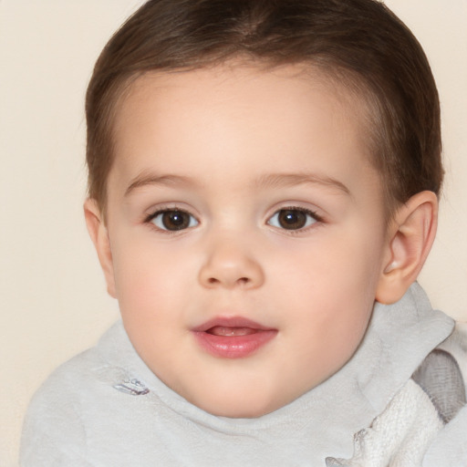 Neutral white child female with short  brown hair and brown eyes