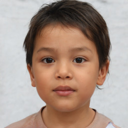 Neutral white child female with short  brown hair and brown eyes