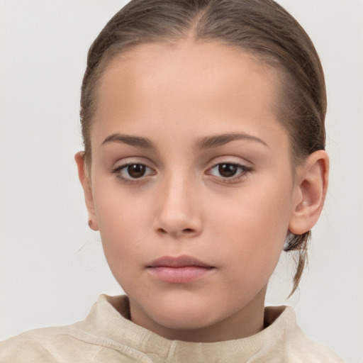 Neutral white child female with short  brown hair and brown eyes