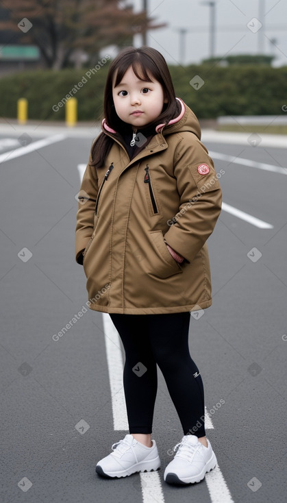 South korean child girl with  brown hair