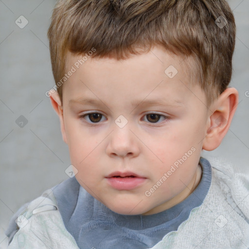 Neutral white child male with short  brown hair and brown eyes