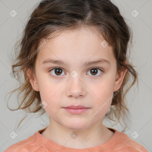 Neutral white child female with medium  brown hair and brown eyes