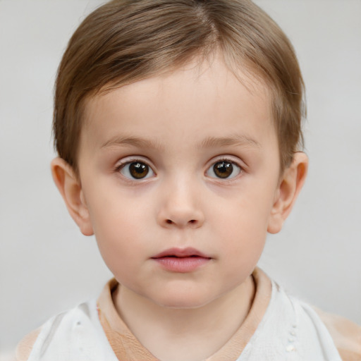 Neutral white child male with short  brown hair and brown eyes