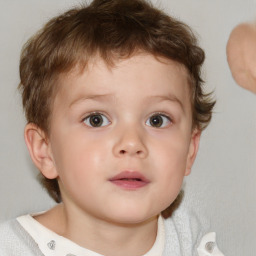 Neutral white child male with short  brown hair and blue eyes